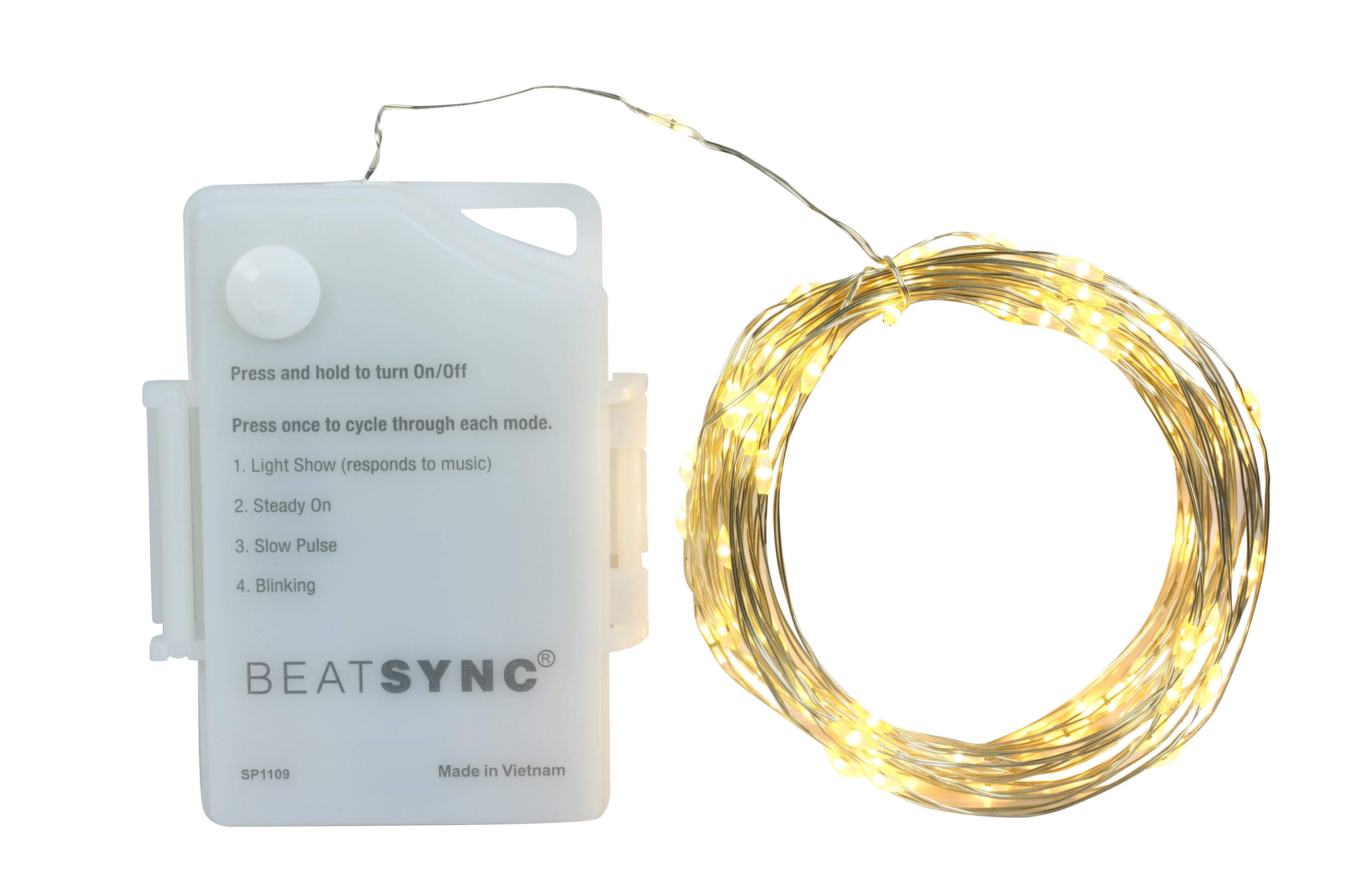BeatSync 4 Function Christmas LED String Lights, 16'3'', Copper Wire, Warm  White Color, 100 Count - Walmart.com