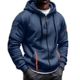 thumbnail image 4 of Mens Full Zip Hoodie Fleece Sweatshirt Contrast Zipper Pockets Casual Hooded Jacket, 4 of 7