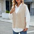 thumbnail image 4 of QTBIUQ Sweater Sweater Vest Womens Fashion Casual Style Slim V-Neck Sleeveless Waistcoat Knit Sweater Sweater Top Beige, 4 of 7