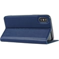 thumbnail image 3 of Genuine Leather Case Slim Folio Book Cover with Credit Card Slots,Kickstand Feature Stand Holder,Magnetic Closure [TPU Shockproof Interior Protective Case] for Apple iPhone X,Blue, 3 of 7