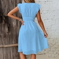 thumbnail image 3 of Womens Summer Boho Maxi Dress Casual 2026 V Neck Eyelet Dresses Flowy Vacation Beach Sundress Sky Blue M, 3 of 6