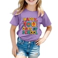 thumbnail image 4 of PMVFHDE Hauts Courts pour Fille Garçon et Fille Mode Décontractée Imprimé Col Rond Manches Courtes T-Shirt Violet, 10-11 Ans, 4 of 4