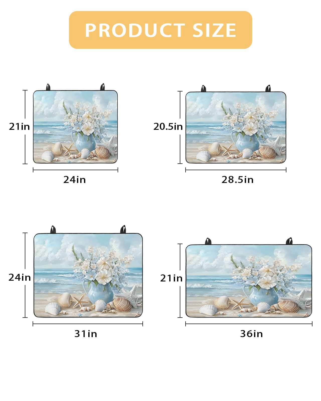 nqOlkjepod Large Induction Cooktop Protector Mat 36"x21", Coastal Flowers Stove Top Covers for Electric Stove, Blue Ocean Starfish Shell Beach Scenery Stove Burner Cover Mats, Glass Top Stove Cover