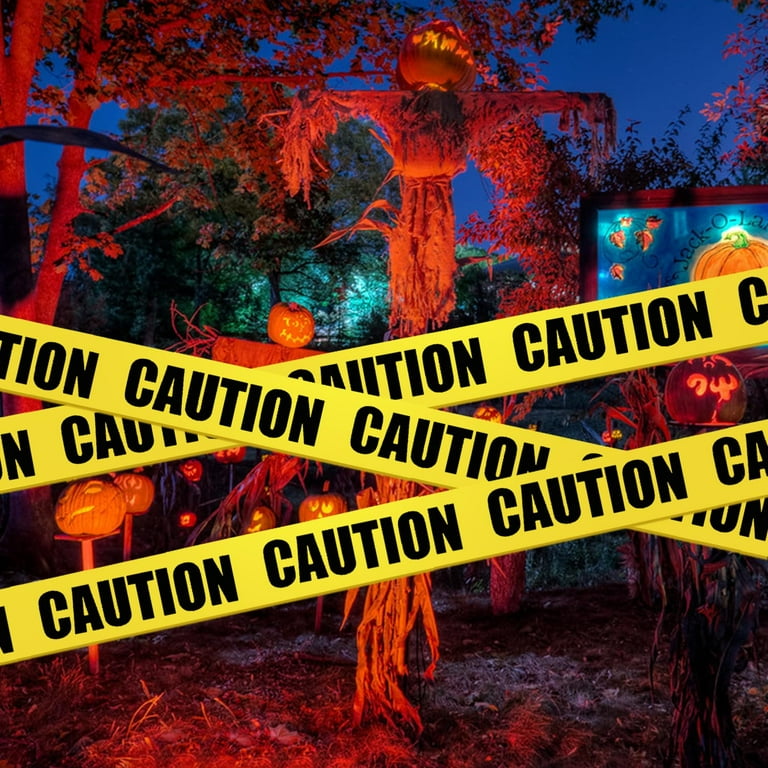 AGCAN 2 Rolls Halloween Caution Tape, 3 Inch x 328FT Hazard Tape, Bold Black & Bright Color Warning Tape for Halloween Party Decor, Haunted House, Indoor Outdoor Spooky Prop