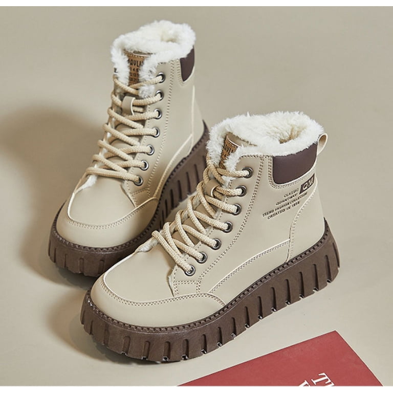 Women’s Waterproof Fur Lined Winter Platform Combat Boots Amazon.com | Flexus LAROUI Women main image 3