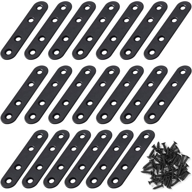 Fijación de soportes rectos de metal planos con tornillos para muebles de madera