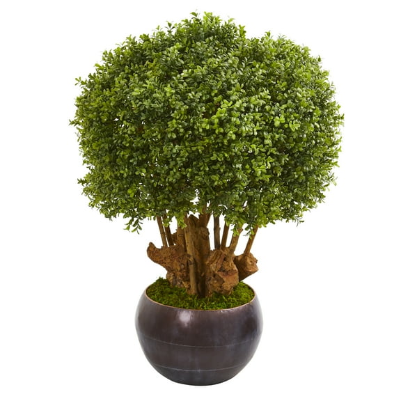 Nearly Natural 38" Boxwood Artificial Topiary Tree in Decorative Bowl