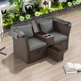 thumbnail image 2 of Double Daybed, Patio Sectional Set With 2 Pillows, Built-in Cup Holders, 4" Thick Cushion, Retractable Canopy, Storage Boxes, Sofa Furniture For Garden, Backyard, 2 of 9