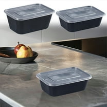 mtvxesu Plates Disposable Party, Food Grade Disposable Lunch Box Plastic Rectangle 10pcs Black Transparent Lunch Box with Lid Dinner Plates Disposable