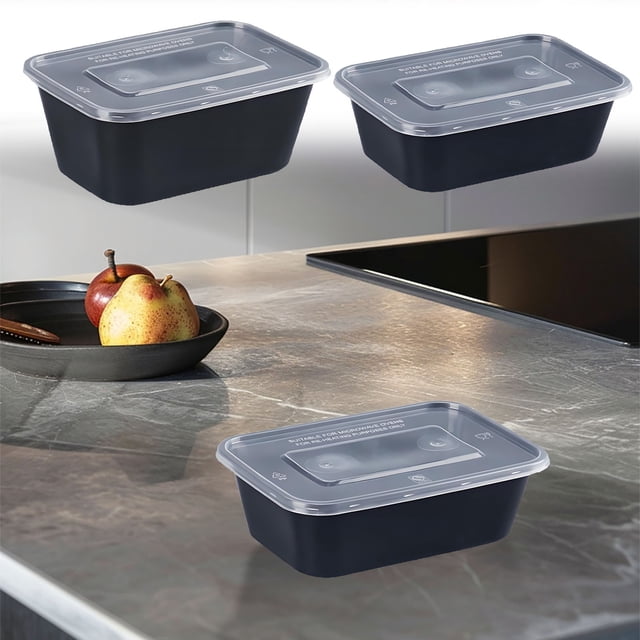 pstuiky Disposable Plastic Food Storage Containers with Lids Bpa-Free, Food Grade, Microwave & Freezer Safe 50-Pack Rectangle Meal Prep Boxes for Lunch, Leftovers, Parties & Picnics