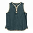 thumbnail image 4 of Horkkom Tank Tops Men Solid Color Button Sleeveless Linen Shirts Summer Workout Gym Muscle Shirts L, 4 of 6