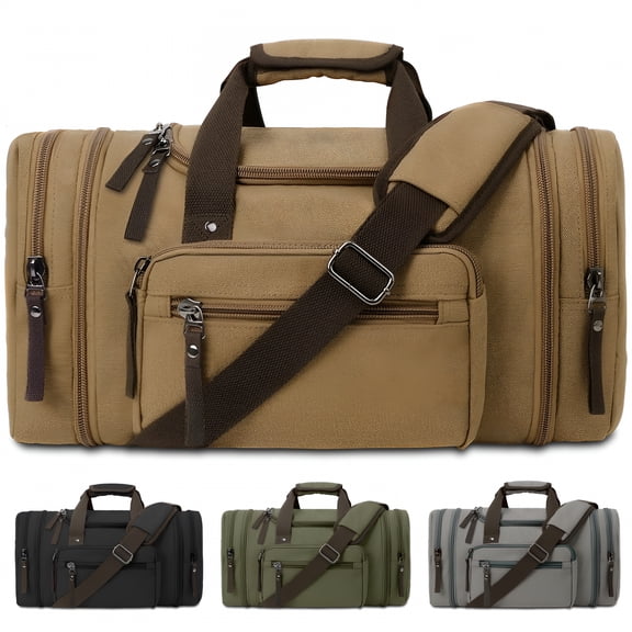 GASTROPOD 2026 New Canvas Duffle Bag 50L,Duffle Bag for Travel Expandable Duffel Bags Waterproof Weekender Overnight Travel Bag Gym Carry on Luggage Bag for Men&Women (Coffee)