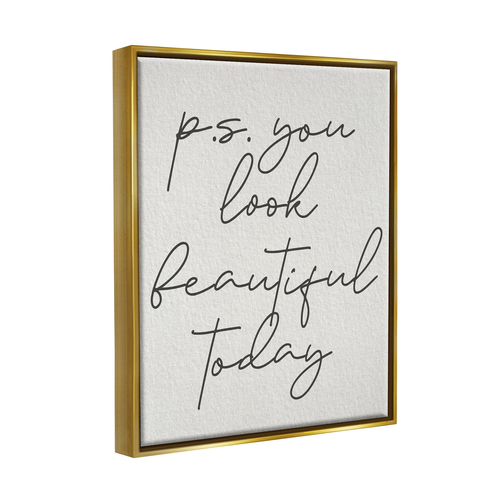 Stupell Industries Uplifting You Look Beautiful Inspirational Painting Gold Floater Framed Art Print Wall Art, 17 x 21