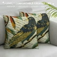 thumbnail image 3 of Orinice  Cushion Cover, Green Throw Pillows, Linen Macau Bird, Applique &amp; Jute Embroidery Throw Pillows for Couch, Nature &amp; Floral Pattern Contemporary Style - Macau Beauty, 3 of 5