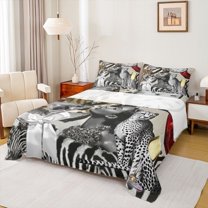 Feelyou Fashion Black Girl Twin Sheet Sets, Leopard Wildlife Bedding, 3 Pieces