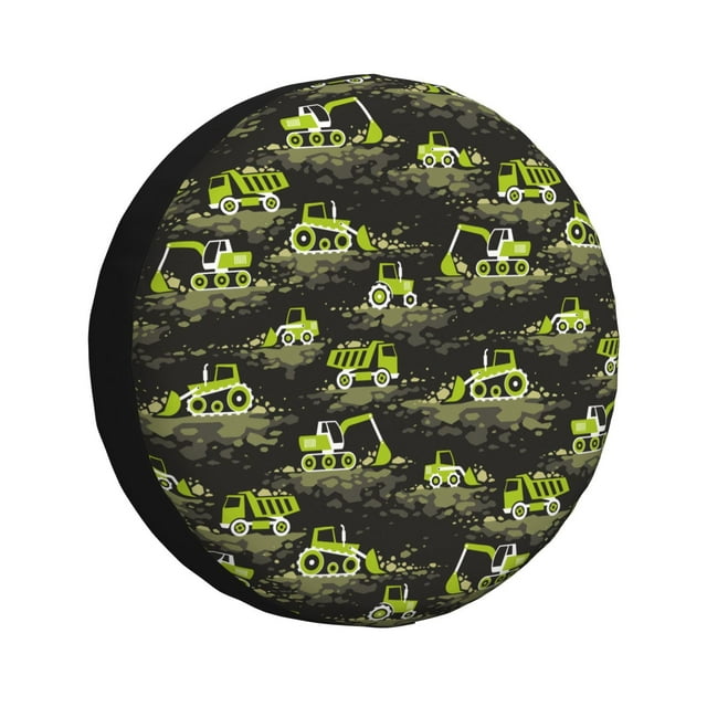 Bingfone Excavatrice Vert Clair pour Pneu de Rechange, Protecteurs de Roues Universels Résistants aux Intempéries pour Véhicule Récréatif, Remorque de Voyage, SUV, Camion-17 Pouces