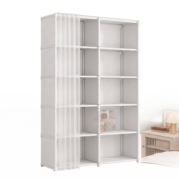 ShundaCat Storage Shelf Unit, Adjustable Height Open Bookshelf with Multiple Shelves, White Storage Organizer for Home Office and Living Room