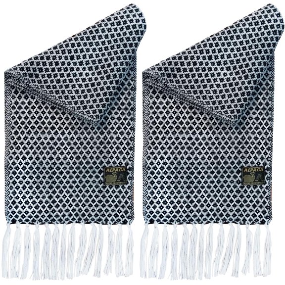 Bufanda Hecha a Mano AlpacaBlackWhite 2Pzas Negro/Blanco 170cm x 21cm Hechas a Mano Alpaca.