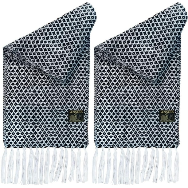 Bufanda Hecha a Mano AlpacaBlackWhite 2Pzas Negro/Blanco 170cm x 21cm Hechas a Mano Alpaca.
