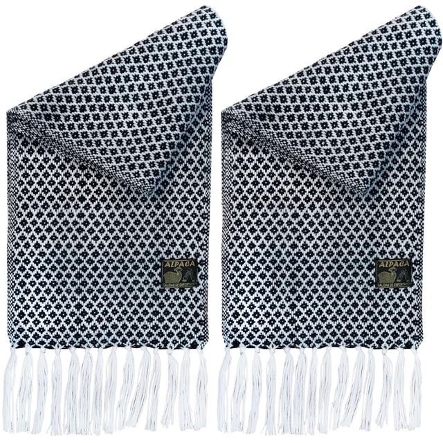 Bufanda Hecha a Mano AlpacaBlackWhite 2Pzas Negro/Blanco 170cm x 21cm Hechas a Mano Alpaca.