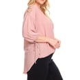 thumbnail image 4 of eVogues Plus Size Cold Shoulder Chiffon Top Pink, 4 of 7