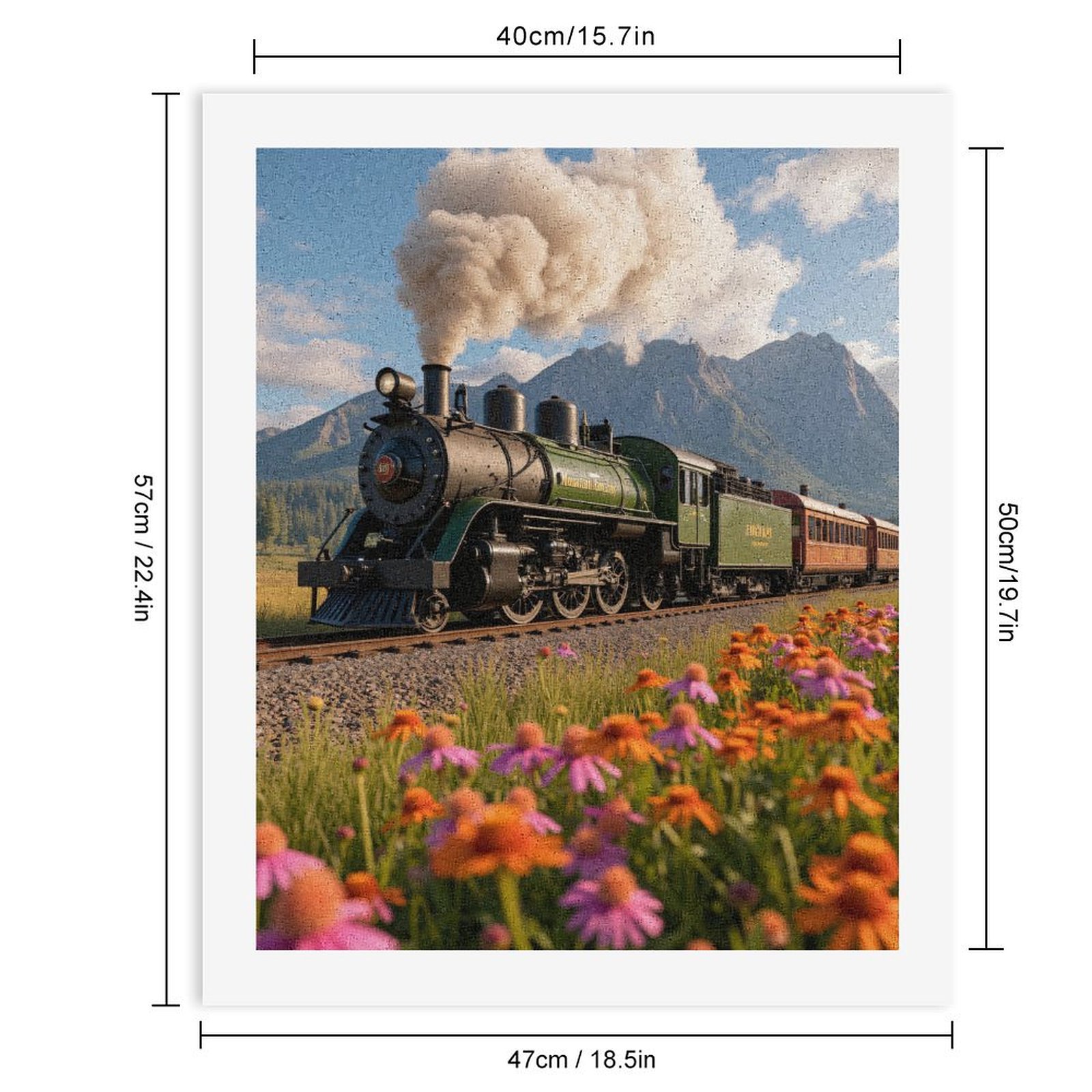 Paint By Numbers Kit for Adults Beginner - Train Mountain Flowers Journey DIY Canvas Painting Kits for Adults, Frameless Paint By Number for Adults for Home Wall Decor 16x20 Inch