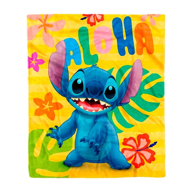 Cobertor Providencia Frazada Stitch Sonrisa Amarillo