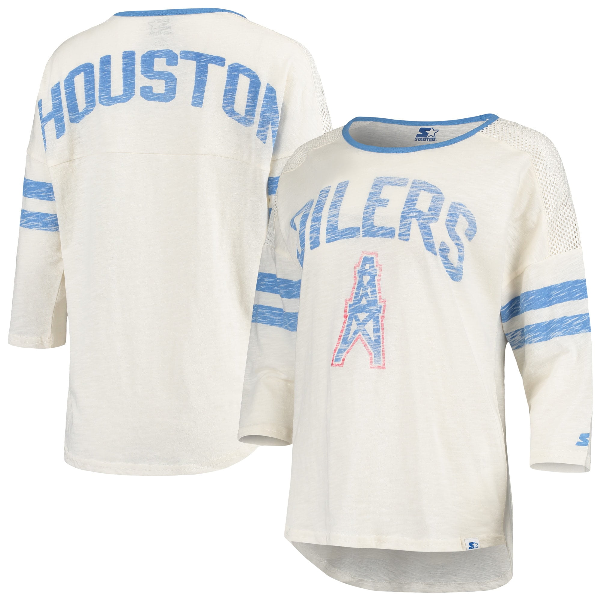 Houston Oilers Starter Women's Highlight Scoop Neck 3/4Sleeve TShirt