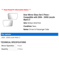 thumbnail image 2 of Door Mirror Glass Set 2 Piece - Compatible with 2006 - 2008 Lincoln Mark LT 2007, 2 of 2