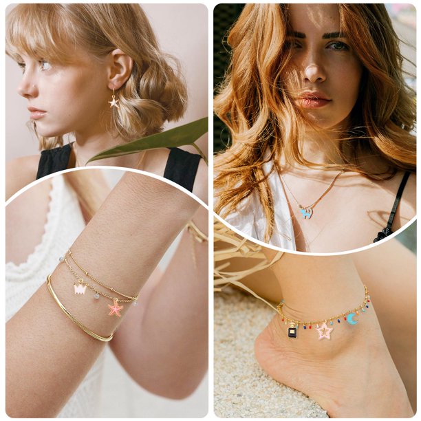Lot De 3 Breloques Charms Chat Blanc Et Rose Métal Pour Bracelet Bijoux - Fermoir Inclus