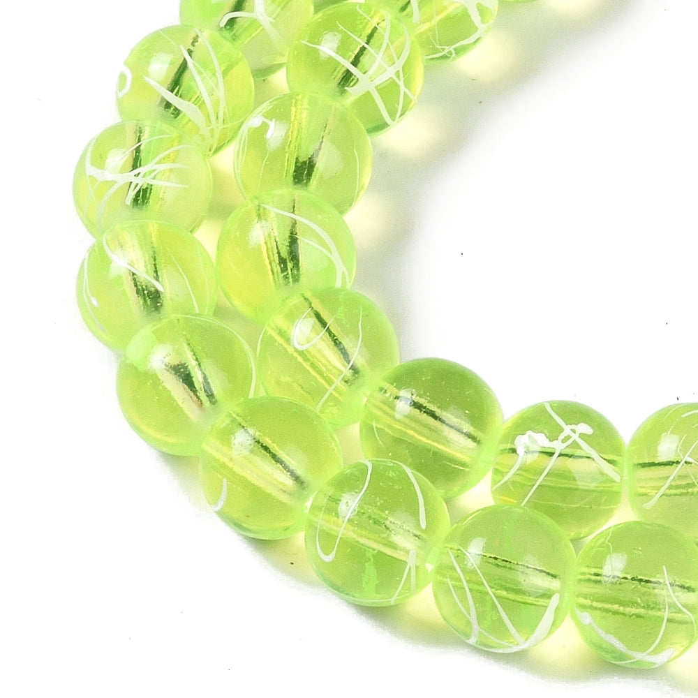 Drawbench Transparent Glass Beads Strands Spray Painted Round Green Yellow 8mm Hole: 1.3~1.6mm 31.4 inch Green