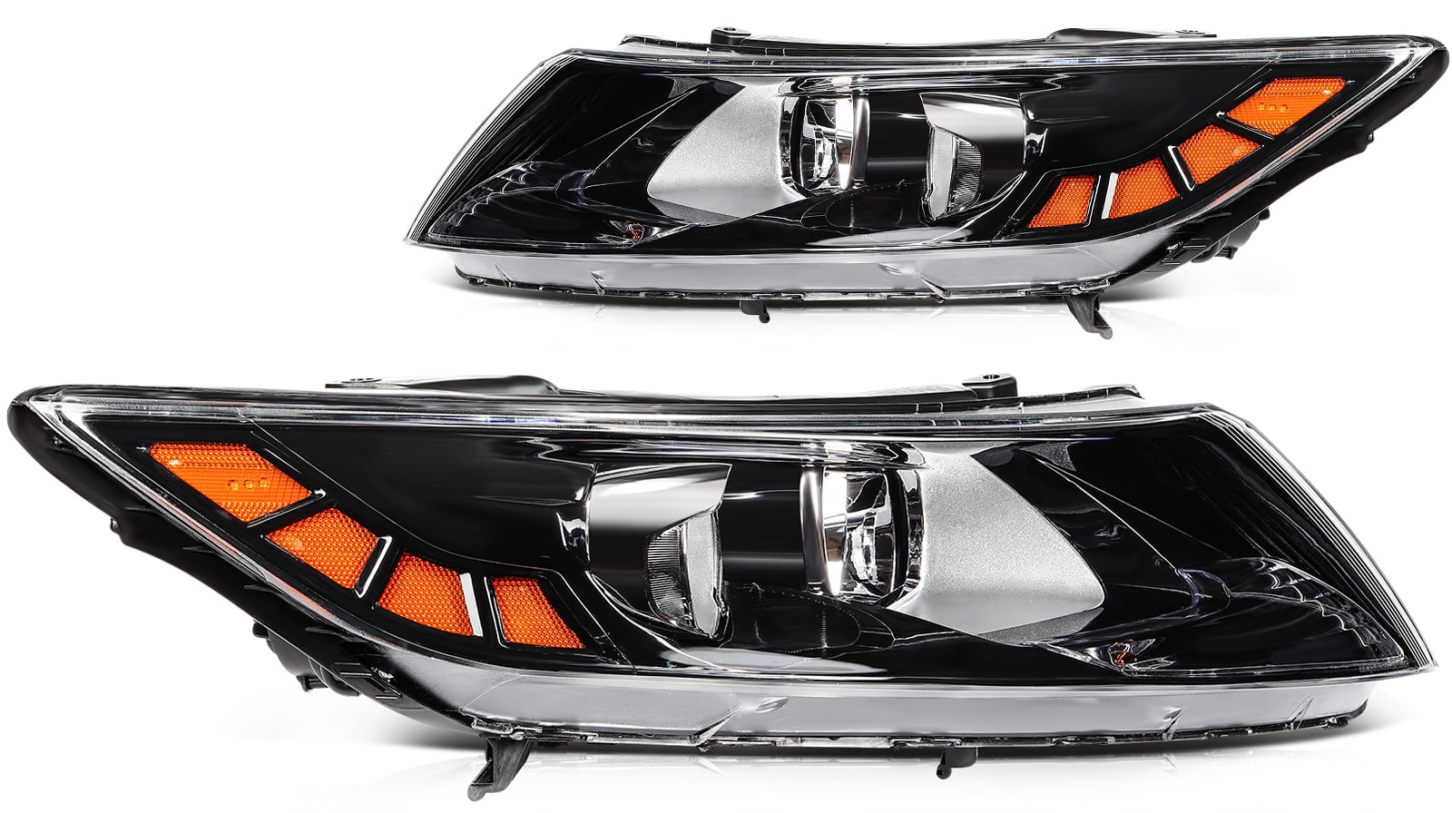 ECCPP Headlight assembly Fit 2011-2013 for Kia Optima Black Housing Amber Reflector Pair Headlights 921012T121