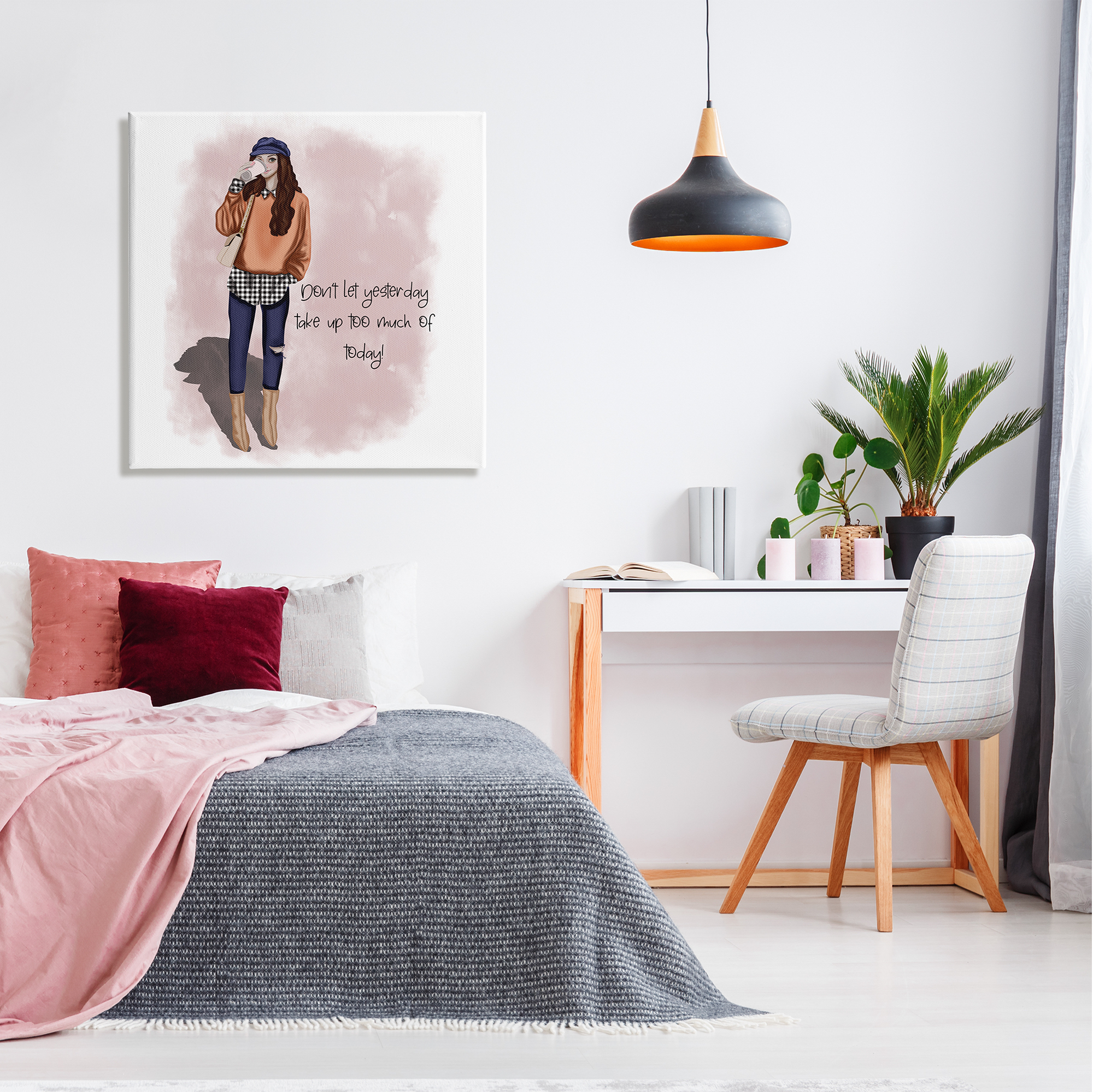 Stupell Industries Inspirational Phrase Girl Inspirational Painting Gallery Wrapped Canvas Art Print Wall Art, 30 x 30