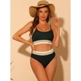 thumbnail image 4 of DARING DIVA 2 Pieces High Waisted Ribbed Swimsuit Swimwear XL Black, 4 of 6