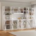 thumbnail image 3 of RichYa 3Pcs Kitchen Storage Cabinets and Countertops,Pantry Hutch Set with Glass Doors and Shelves,Freestanding Coffee Bar for Dining Room,White(BXB), 3 of 11
