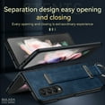 thumbnail image 6 of Phone Case for Samsung Galaxy Z Fold 3, PU Leather Cover and Wrist Strap Kickstand Wristband Holder Stand Ring Silicone Protective Cell Accessories for Z Fold 3 for Women Men - Orange, 6 of 6
