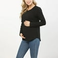 thumbnail image 7 of Olyvenn Women's Maternity Shirt Plus Size Long Sleeve Round Neck Pregnancy Clothes 2025 Casual Comfy Loose Basic Tunic Tops Black 6, 7 of 7