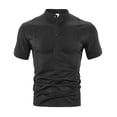 thumbnail image 2 of Klisyaur Shirt for Men Short Sleeve Crewneck Button Shirts Solid Color Casual Fashion Summer Tees Top, 2 of 7