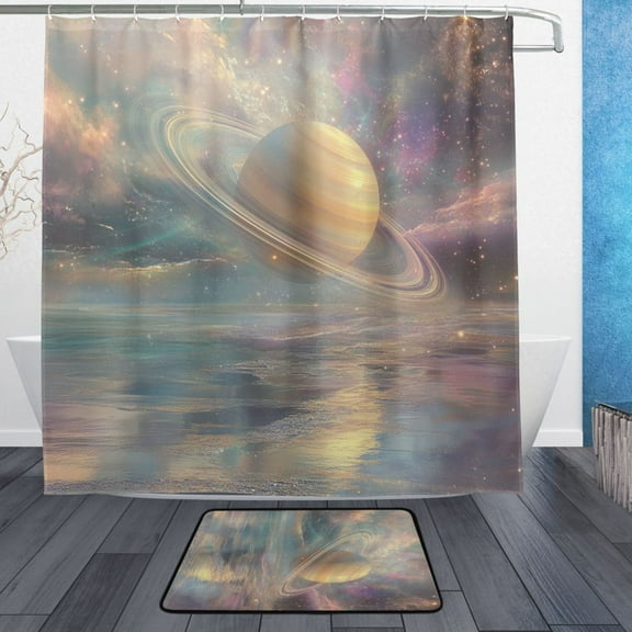 BZSMCE Shower Curtain and Bath Accessory Set,Stellar Dreams Pattern