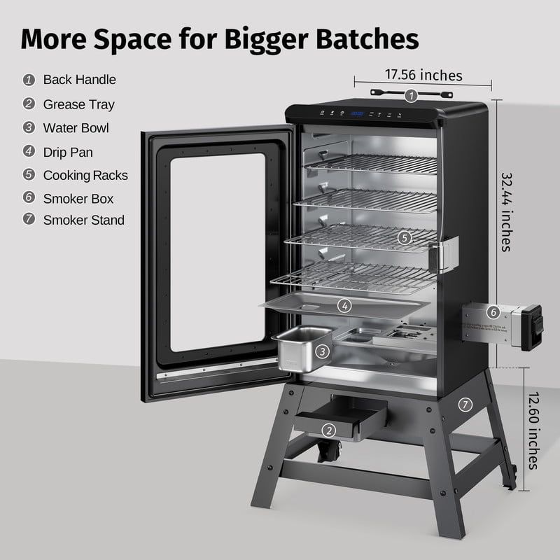 EAST OAK 725 Sq inches Portable Electric Smoker Digital Control with Leg Kit Night Blue
