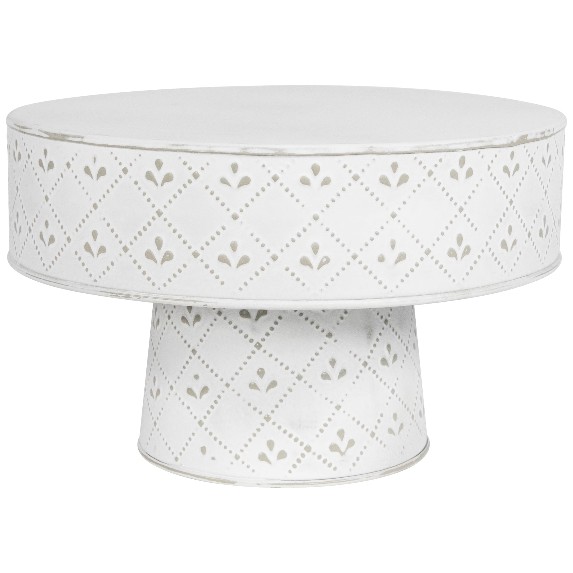 Northlight Embossed Round Iron Cake Stand - 11.75" - White