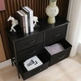 thumbnail image 2 of JEREMY 32" Wide Wooden Accent Cabinet with Wood Top and 5 Fabric Drawers Black, 2 of 5
