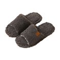 thumbnail image 4 of XFeng Women’s Open Toe Fuzzy Slide Slippers, Solid Faux Fur Soft Plush House Slippers, Non‑Slip Indoor Bedroom Slippers, 4 of 5