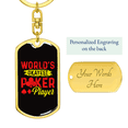 thumbnail image 3 of World's Okayest Poker Player Gambler Stainless Steel or 18k Gold Premium Swivel Dog Tag Keychain, 3 of 16