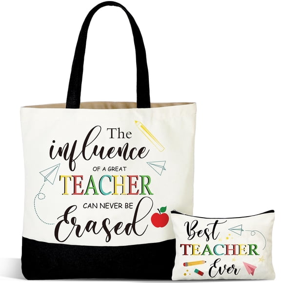 Juego de bolsas de lona Buryeah, regalo para profesores, 40 x 45 cm, 25 x 18 cm