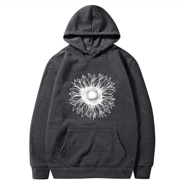 Rbaofujie Chandail à Capuchon Surdimensionné pour Femmes, Col Rond, Uni, Manches Longues, Chandails Sans Capuche, Haut, Gris Foncé, Chandails d'Halloween pour Femmes