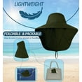 thumbnail image 4 of UPF 50+ Sun Protection Hat for Unisex Adult UV Solar Protection Wide Brim Outdoor Beach Fishing Bucket Bonnie Cap Visor with Neck Flap Breathable Mesh Lightweight Foldable Windproof B Army Green, 4 of 5