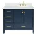 thumbnail image 2 of Ariel Cambridge 42 Inch Single Right Offset Oval Sink Bathroom Vanity With Carrara White Quartz Countertop 1.5 Edge In Midnight Blue, 2 of 10