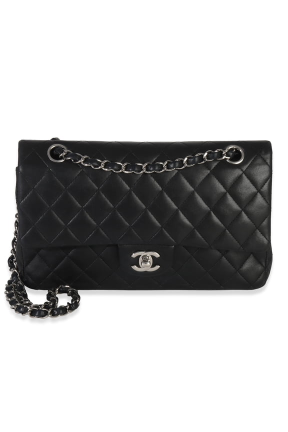 Pre-Owned Chanel Black Quilted Lambskin Medium Classic Double Flap Bag