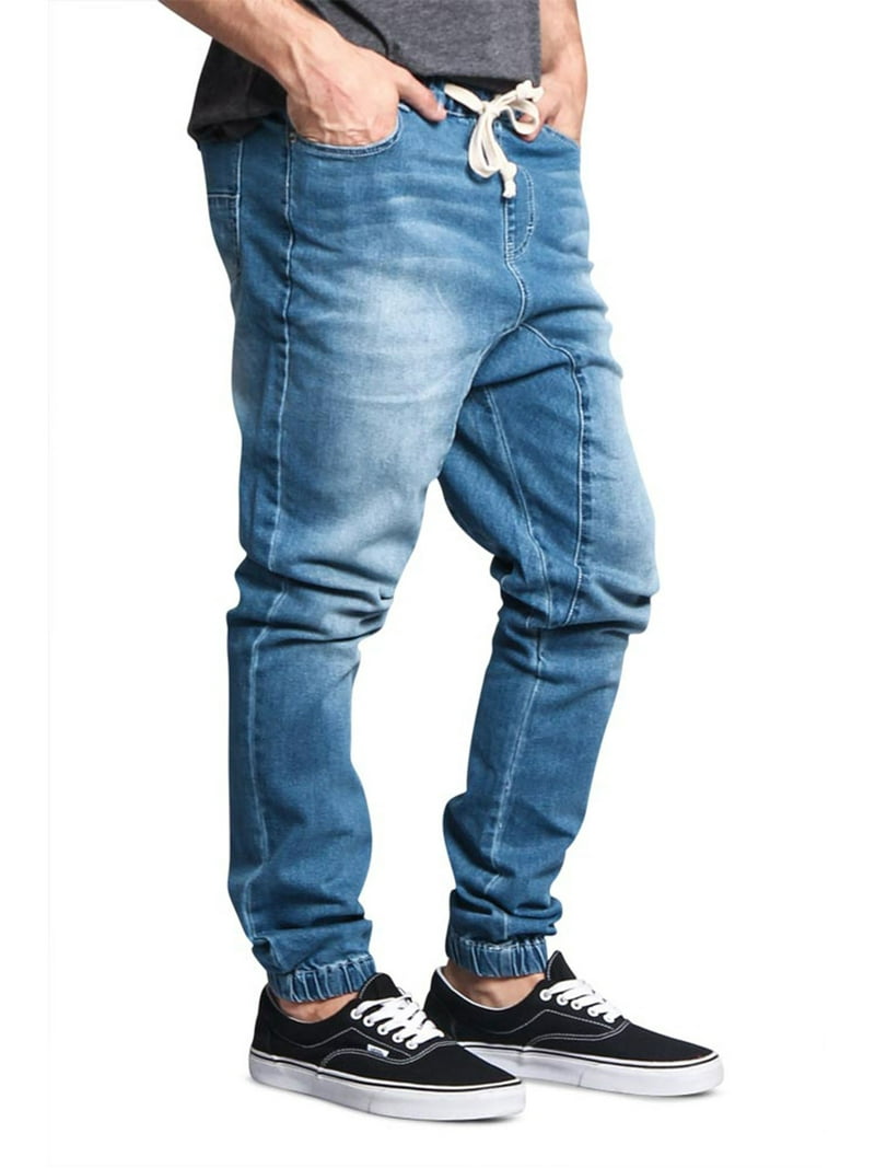 Victorious Men's Casual Spandex Drop Crotch Jogger Denim Pants